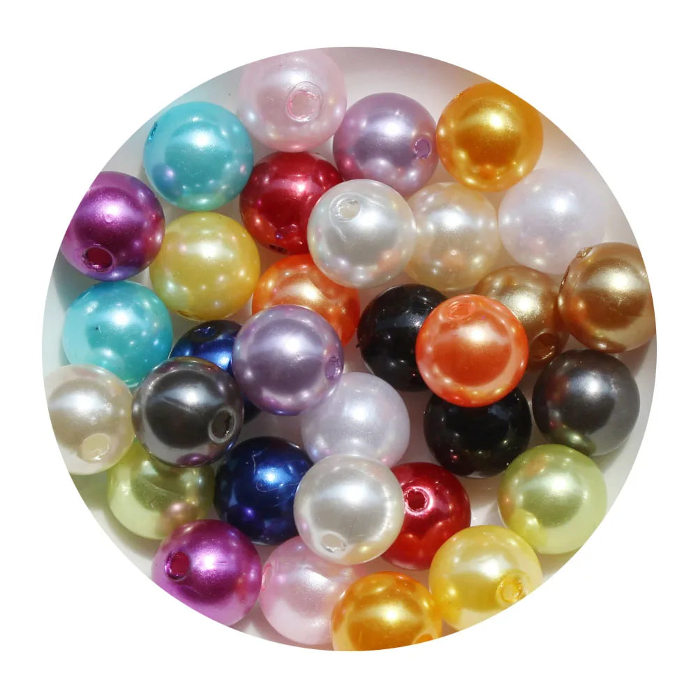 8mm 10mm Colorful Acrylic Round Bead with Hole for DIY Jewelry Making Bracelet Necklace Accessory