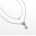 18k Gold Plating Stainless Steel Lucky Ball 2 Layers Big Link Chain Padlock Necklaces Set for Girl