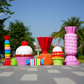 Customized Large Sculpture Candy Lollipop Donut Resin Fiberglass Statue for Store Display Theme Party Christmas Event Decoration