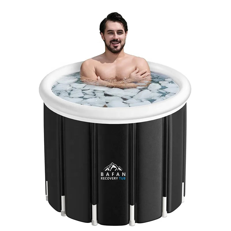 Bafan 100*72CM Large Fitness Portable Ice Bath Cold Water Therapy Recovery Tub with Portable Accessory
