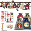 JL-172 Christmas Advent Calendar Bags 24 Days Countdown Burlap Drawstring Gift Bag