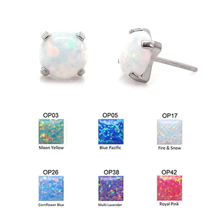 Evorte Wholesale Trendy Titanium G23 Rose Gold Plated Opal Cartilage Ear Studs with Claw Setting for Unisex