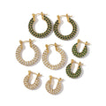 Y262 Wholesale Pendientes De Acero Inoxidable PVD 18k Gold Plated Full Diamond Huggie Earring U Shaped Twist Hoop Earrings Women