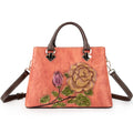 Latest Model Trendy European Style Women Genuine Leather Handbag Embossed Flower Lady Hand Bag for Summer and Winter