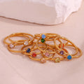 Wholesale Not Fade Fashion Jewelry 18K Gold Stainless Steel Simple Ring Twelve Birthday Stone Diamond Zircon Thin Rings Women