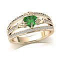 Fine Jewelry 925 Sterling Silver Emerald Green Gemstone Irish Claddagh Engagement Weeding Ring for Women