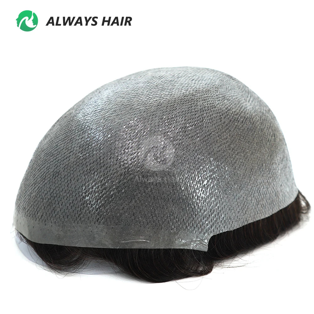 Incomparable Hair System Men Super Thin Skin Indian Human Hair Natural Wave Light Brown Toupee