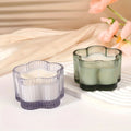 Ribbed Petal Candle Cup Glass Candle Holder Vertical Pattern Candle Container for Home Decoration