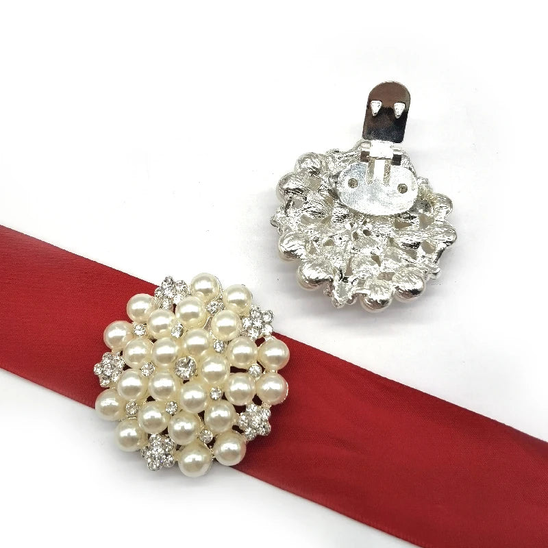 Wholesale White Pearl Bead Rhinestone Shoe Buckle Clip for Women High Hell Shoes Decoration