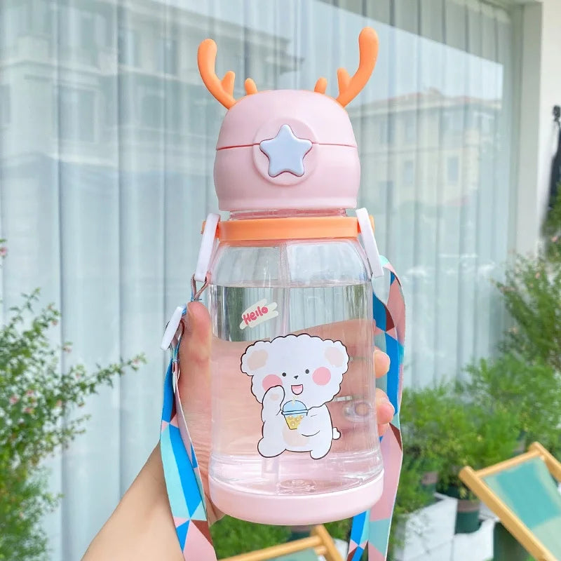 High-quality Cute Children's Water Bottle Lid Strap PP+PC Material Large Capacity Portable for Outdoor School Use Back School