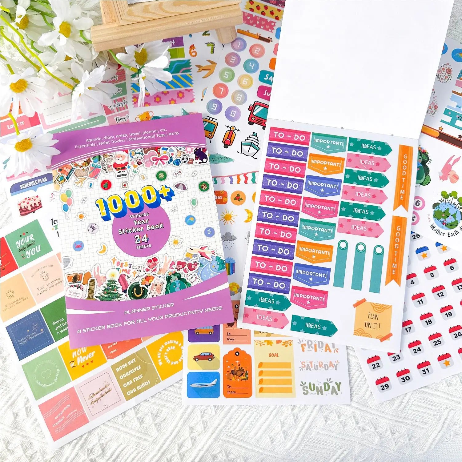 Planner Stickers Sheets Custom Sticker Book Boho Daily Weekly and Monthly Creative Aesthetic Planner Stickers Book Scrapbook