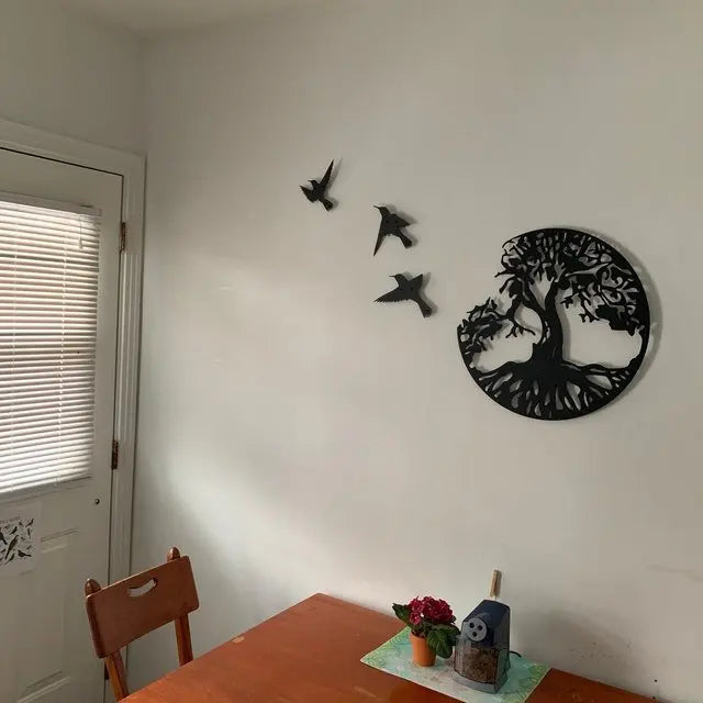 Tree of Life Metal Wall Art Hanging Garden Sculptures Song Faith Love Hope for Indoor Bedroom Living Room Decor