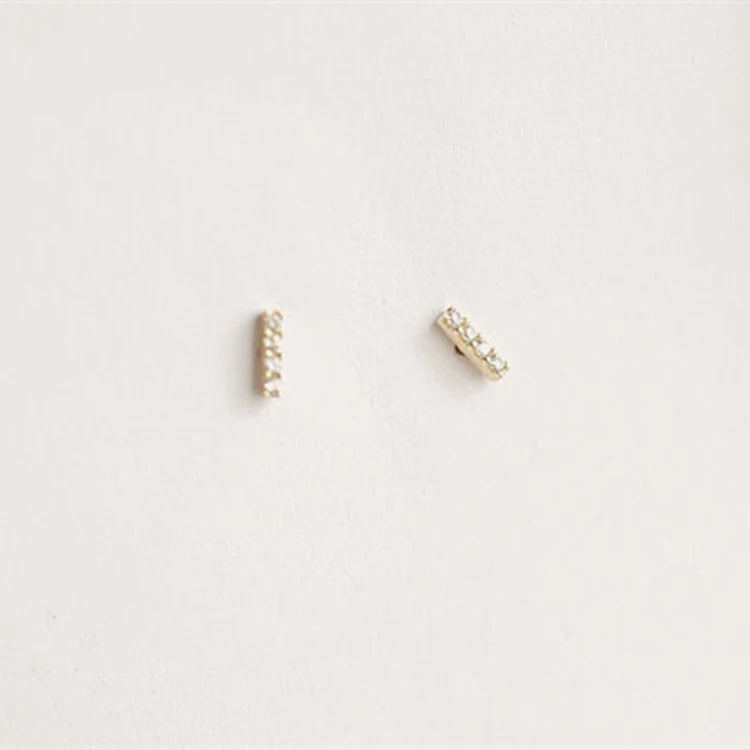Zircon Earrings Small Bar Earrings Sterling Silver Tiny Earrings