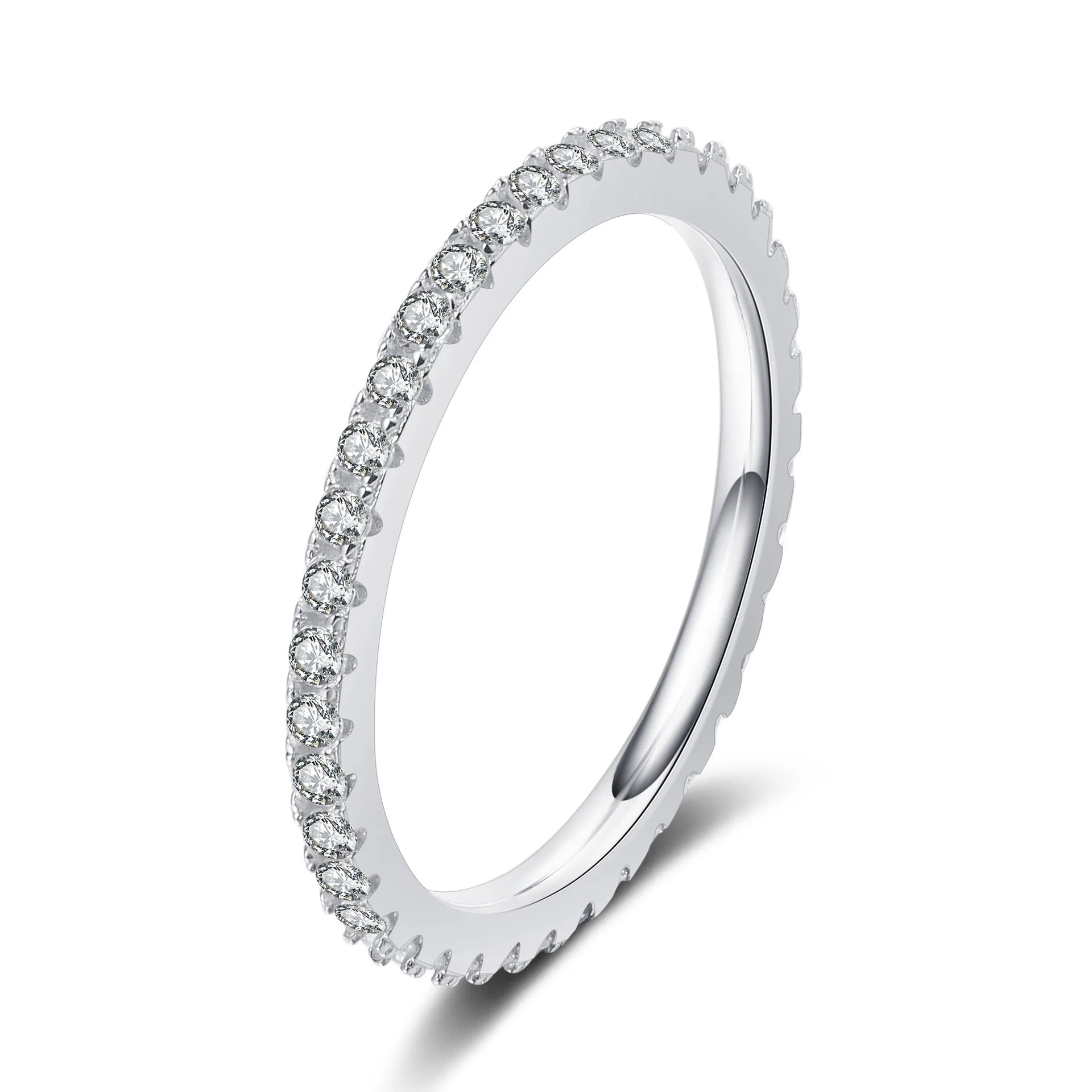 Fine Jewelry 925 Sterling Silver Eternity Stackable Ring Promise Wedding Band Moissanite Rings for Women Girls