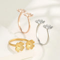 Sterling Silver Flower Ring Setting Dainty Double Flower Bezel Pearl Setting Adjustable Ring Blanks