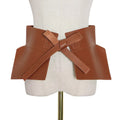 TWOTWINSTYLE Women Leather Belt High Waist Minimalist Oversized Lace up Bowknot Camel Fashion