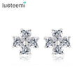LUOTEEMI Jewelry Factory JINSE Brand Wholesale AAA Heart Shape Zircon Diamond Lovely Four Leaf Clover Stud Earrings