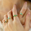 New Design Vintage Style Stainless Steel Natural Stone 18K PVD Gold Plated Ring Set Jewelry 2025 Trendy