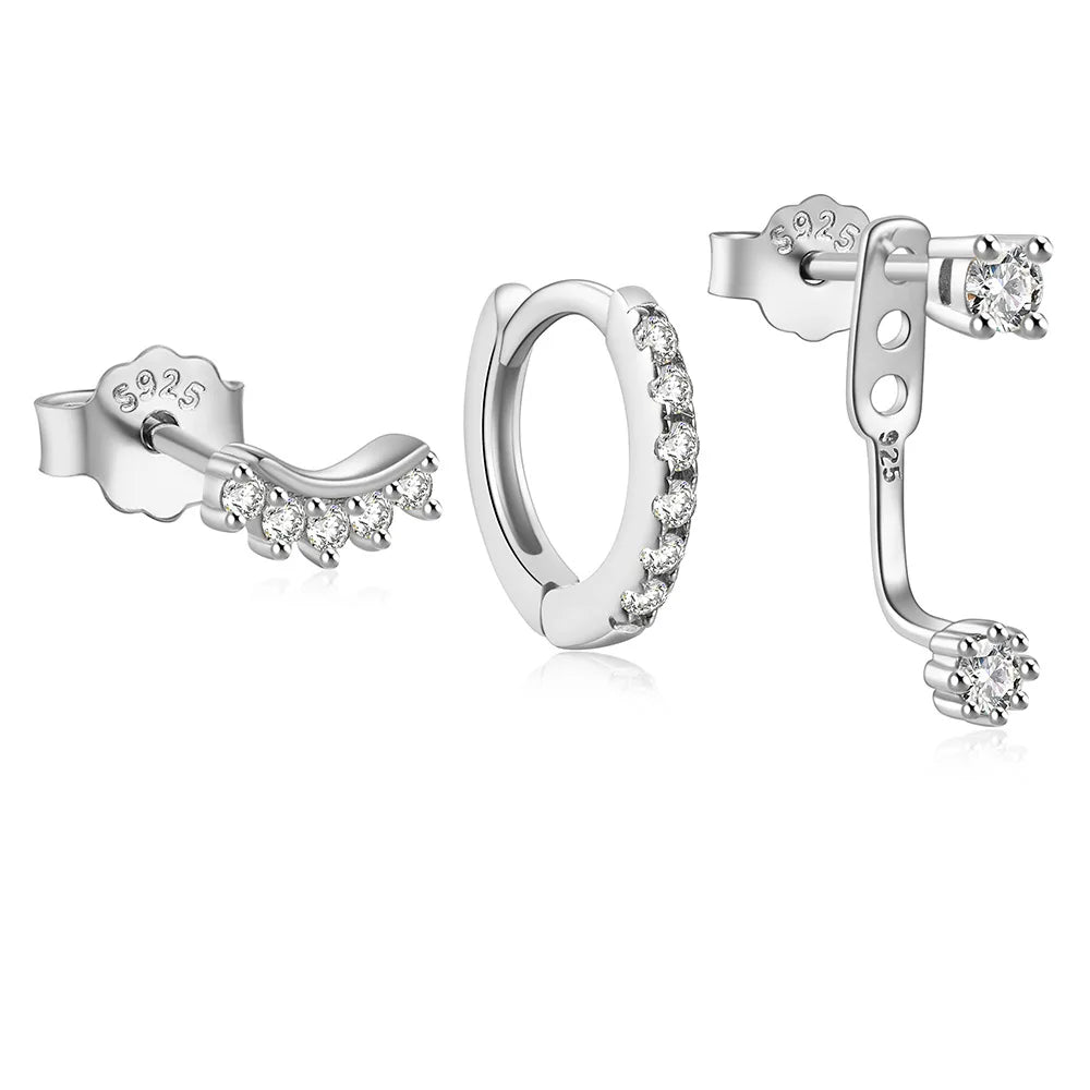 JOYFFO Women's Trendy Cute 3-Pairs 925 Sterling Silver Hypoallergenic Earrings 14K Gold Plated Stud Huggie Small Hoop Ears