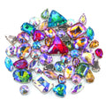 AB Mixed Colors and Shapes 3D Crystal Sew-on Rhinestones with Silver Setting Loose Glass Rhinestones for Garment
