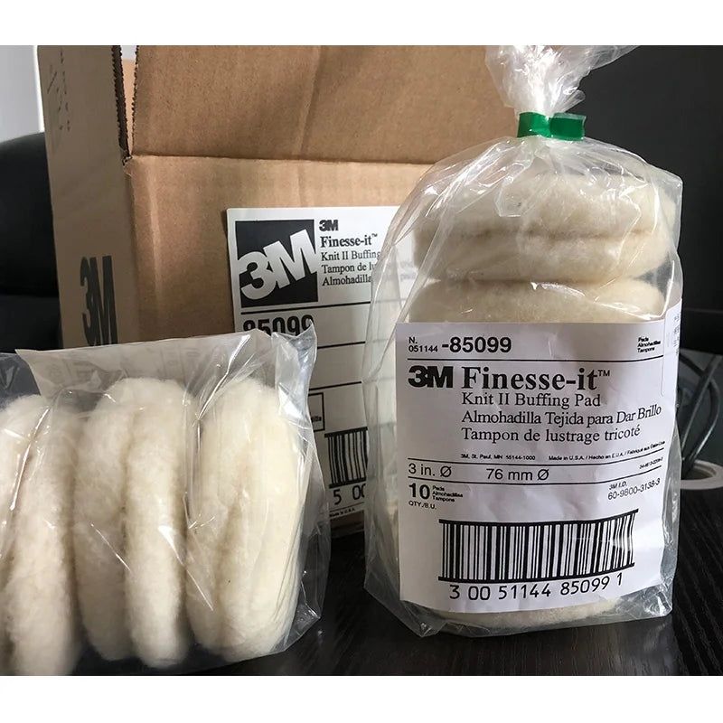 3M Finesse-It Knit II Buffing Pad 85099 3 in 11/16 in Pile Height 10/Inner 50/Case  Industrial 3M Products & Supplies | White