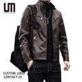 Liu Ming Winter New Men Casual Pu Leather Outdoor Coats Outerwear Plus Size 4XL Jacket Coats