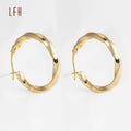 Twisted Pattern Hoop Earring Trend Wholesale 18K Solid Yellow Gold Minimalist Hoop Earrings 18K Real Gold Stud Earrings