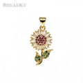 Wholesale Copper Jewelry Cubic Zirconia Sunflower Flower Croc Charms Pendant for Necklace DIY Making Women Accessories