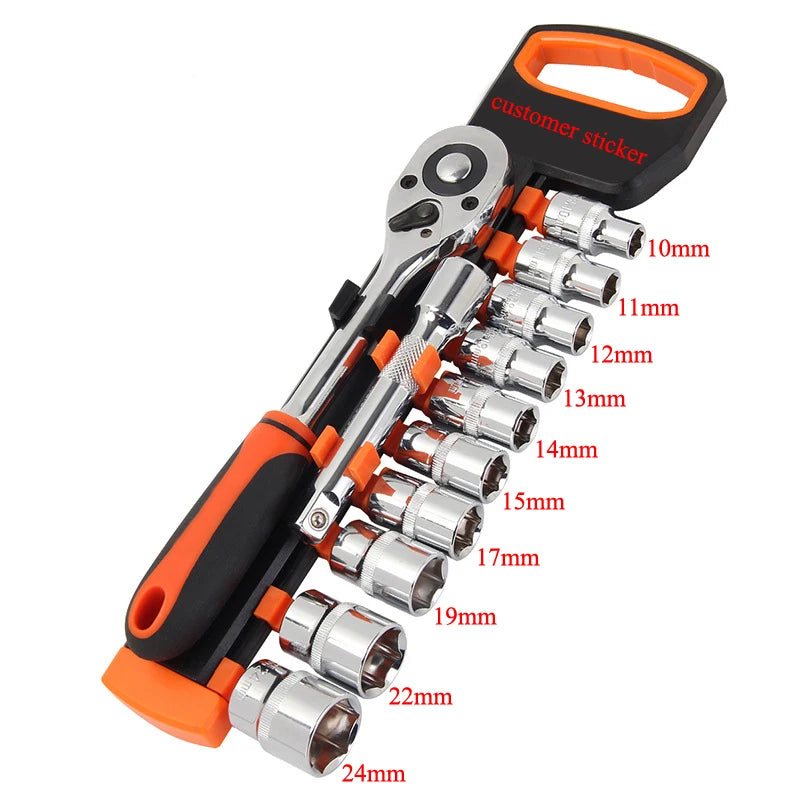 YUHANG 12-Piece 1/2 Inch 72 Tooth Quick Release Ratchet Socket Wrench Set DIY Grade Carbon Steel OEM Customizable