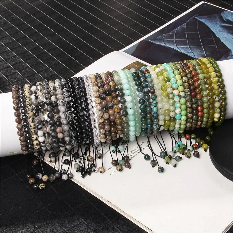 Beads Bracelet for Men 6mm Natural Stone Beads Women's Purple Bracelet Yoga Energy Movement Hand Woven Hand String