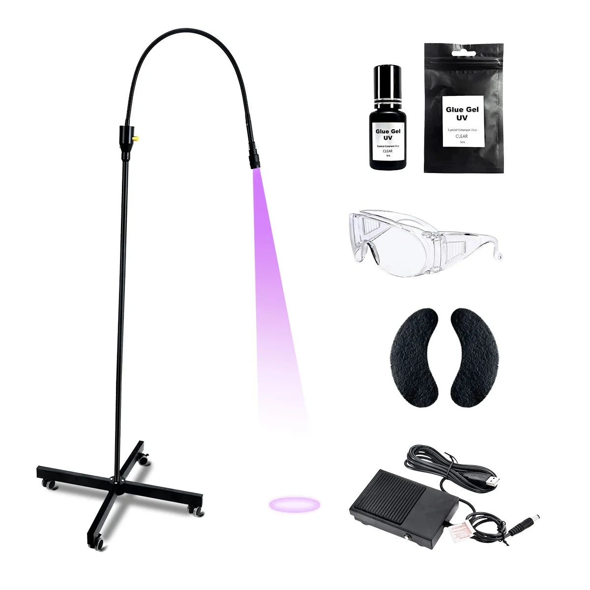 Custom Logo Movable UV LED Floor Lamp 1s Fasting White LED Lamp for Eyelash Extension Lash Hair Nail UV Curing Lamp Light