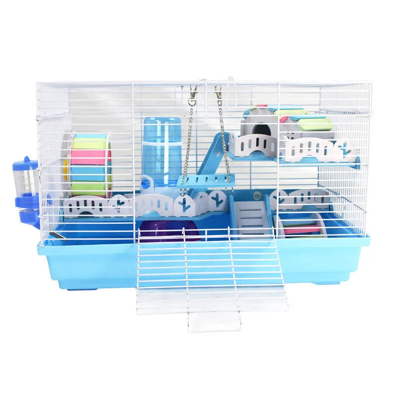 Pet Hamster Cage Big Carrier Castle Pet Reel Runner Water Bottle House External Pipe Crystal Animal Houses Transparent Plastic