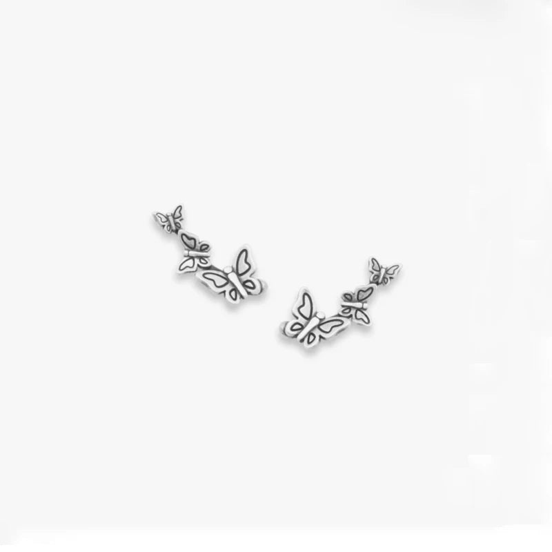 Wholesale 925 Sterling Silver Earring Antique Silver Earrings Dancing Butterfly Ear Climbers Earrings for Women