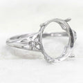 Sterling Silver 10*12mm Semi Mount Ring Frame Empty Blank Support Setting S925 Base Holder Without Center Stone for DIY Inlay
