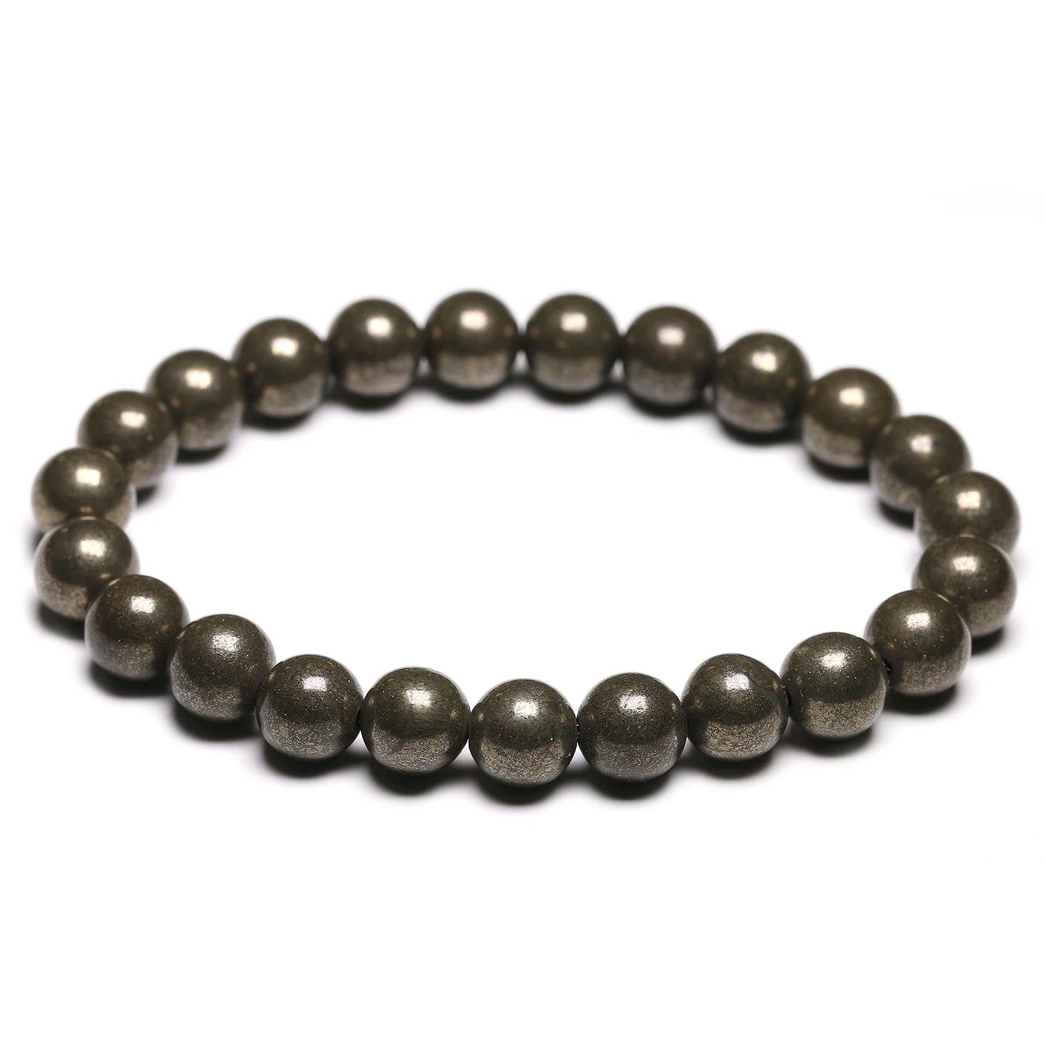 Natural Pyrite Bead Bracelets for Women Men Vintage Round Stone Energy Healing Yoga Bracelet