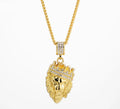 NEW Hip Hop Jewelry Iced Out Clear Rhinestones Curb Cuban Chain Crown Lion Head Pendant Necklace Gold Zinc Alloy for Men Women