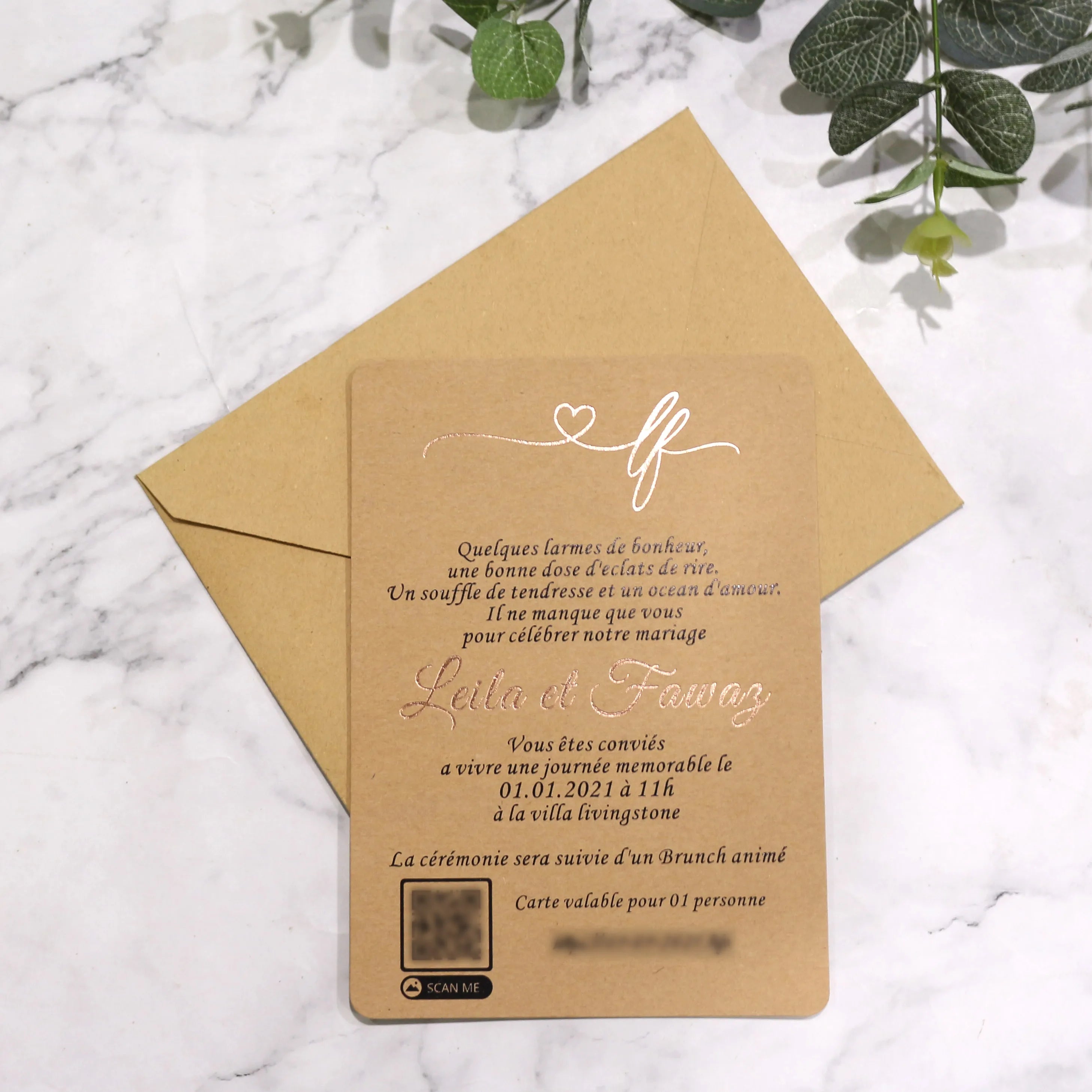 Rustic Recycled Ornate Festival Kraft Wedding Invitations with Envelopes