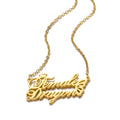Custom Made Double Name Plated Stainless Steel Necklace Crown Design Pendant Jewelry 18k Gold Plated Chains