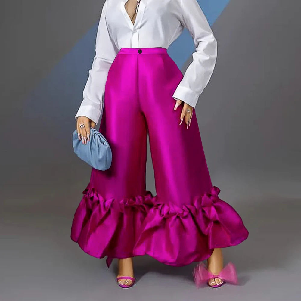 Flare Pants Wide Leg Office Cute Boutique Plus Size Women's Trousers