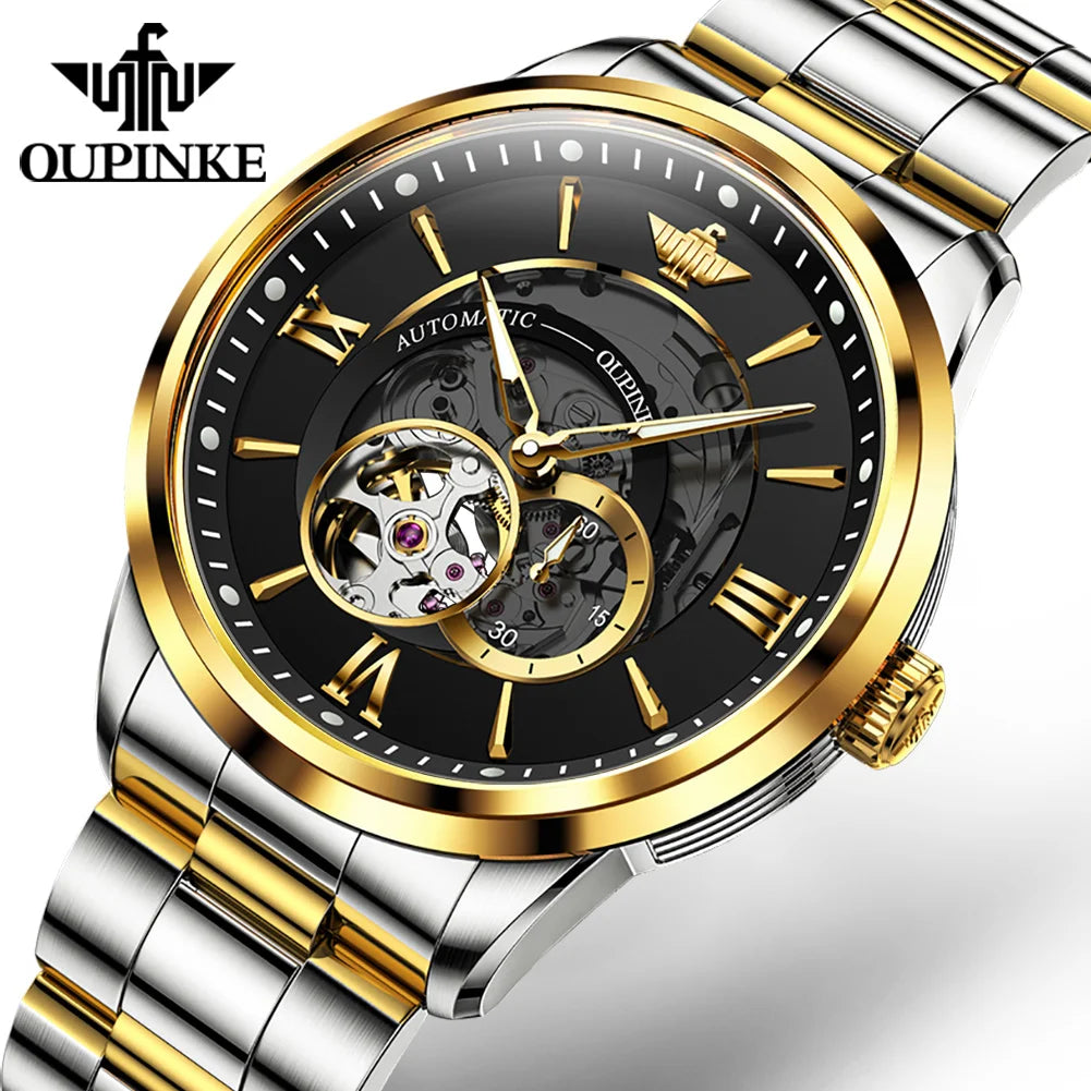 OUPINKE 3190  Oem Watch New Luxury Automatic Mens Mechanical Movement Watch Casual Waterproof Stainless Steel Mens Wrist Watch