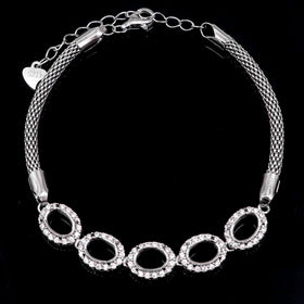 Sterling Silver 5*7/6*8mm Semi Mount Bracelet Empty Support Blank Claw Setting S925 Mountain Base Without Center Stone Inlay DIY