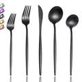 Customized Amzn Luxury Stainless Steel Matte Black Home Flatware Cutlery 20 Pieces Silverware Set