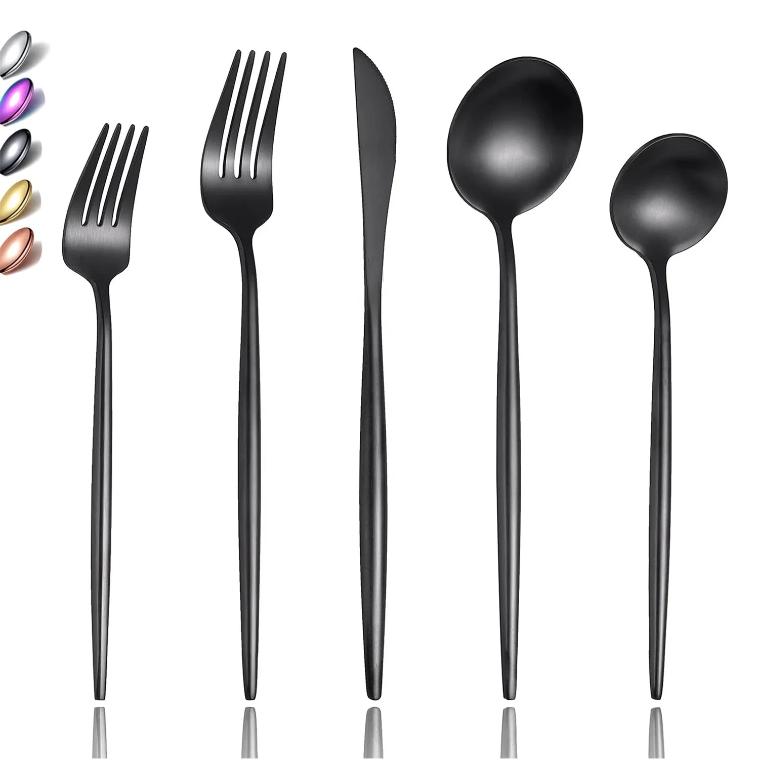 Customized Amzn Luxury Stainless Steel Matte Black Home Flatware Cutlery 20 Pieces Silverware Set