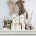 LED Light Tabletop Hand Carved Porcelain Figures Home Gnome Decoration Ceramic Light House