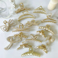 Low MOQ Luxury Large Pearl Hair Clip Woman Fashion Gold Metal Alloy Claw Clips Daily 18 Colors Wholesale Custom