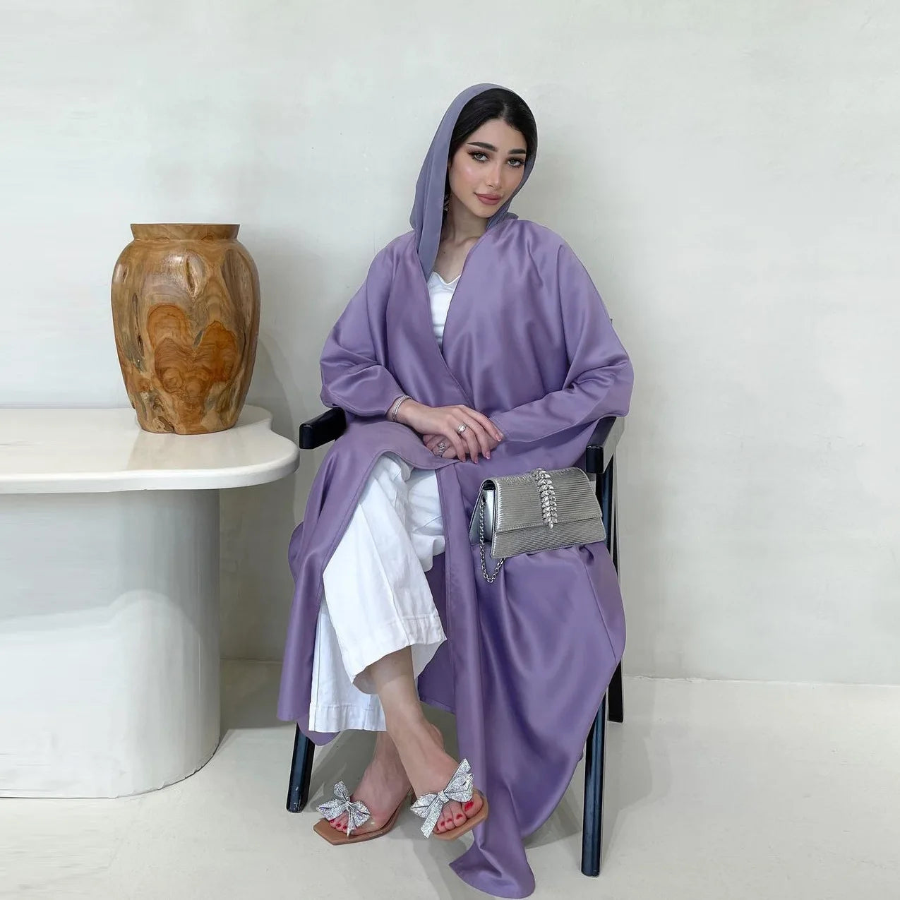 Muslim Tops Sell Women Casual Dress Solid Color One Piece Hooded Kimono Kaftan Dresses Women