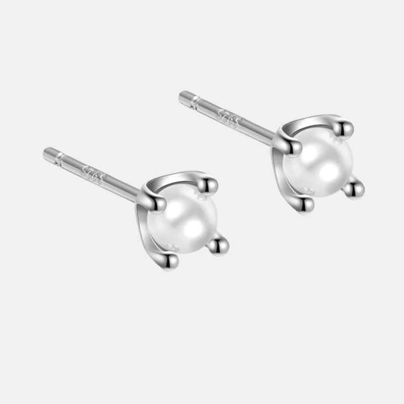 Simple 925 Sterling Silver Tiny Mini Shell Pearl Minimalist Vintage Fashion Fine Jewelry Gold Plated Stud Earrings Women
