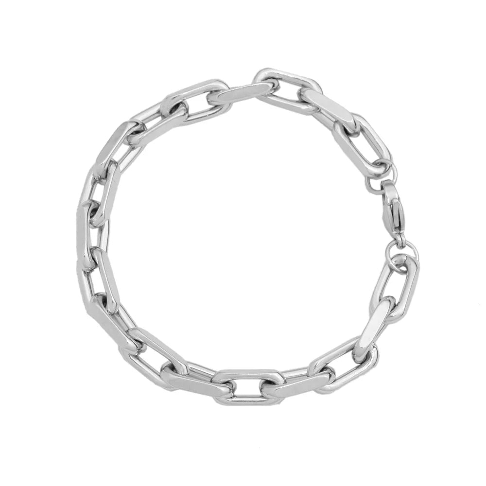 Wholesale Hip Hop Stainless SteelPaperclip Link Chain Bracelets Gold Plated Bracelet Men