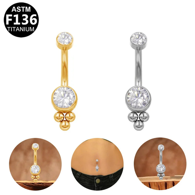 Gaby Flower Navel Belly Ring Titanium Piercing Jewelry G23 Crystal Belly Button Piercing Ball Women Septum Sexy Body Jewelry