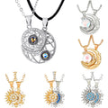 Couple Matching Jewelry Sun and Moon Necklace Copper Full Zircon Moon Magnetic Couples Matching Necklaces